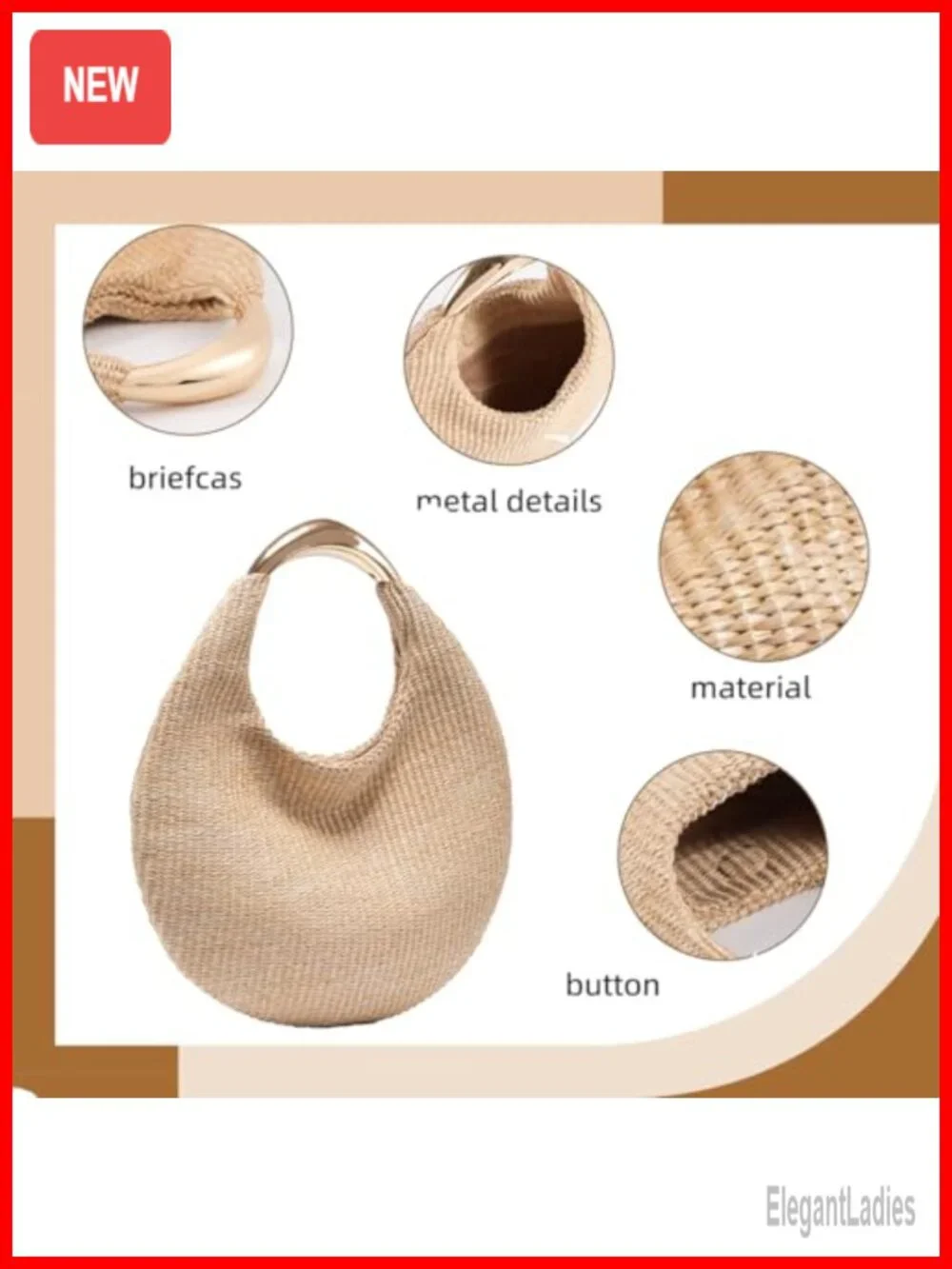 Handmade Woven Straw Hobo Bag Crescent Shoulder Tote Summer Beach